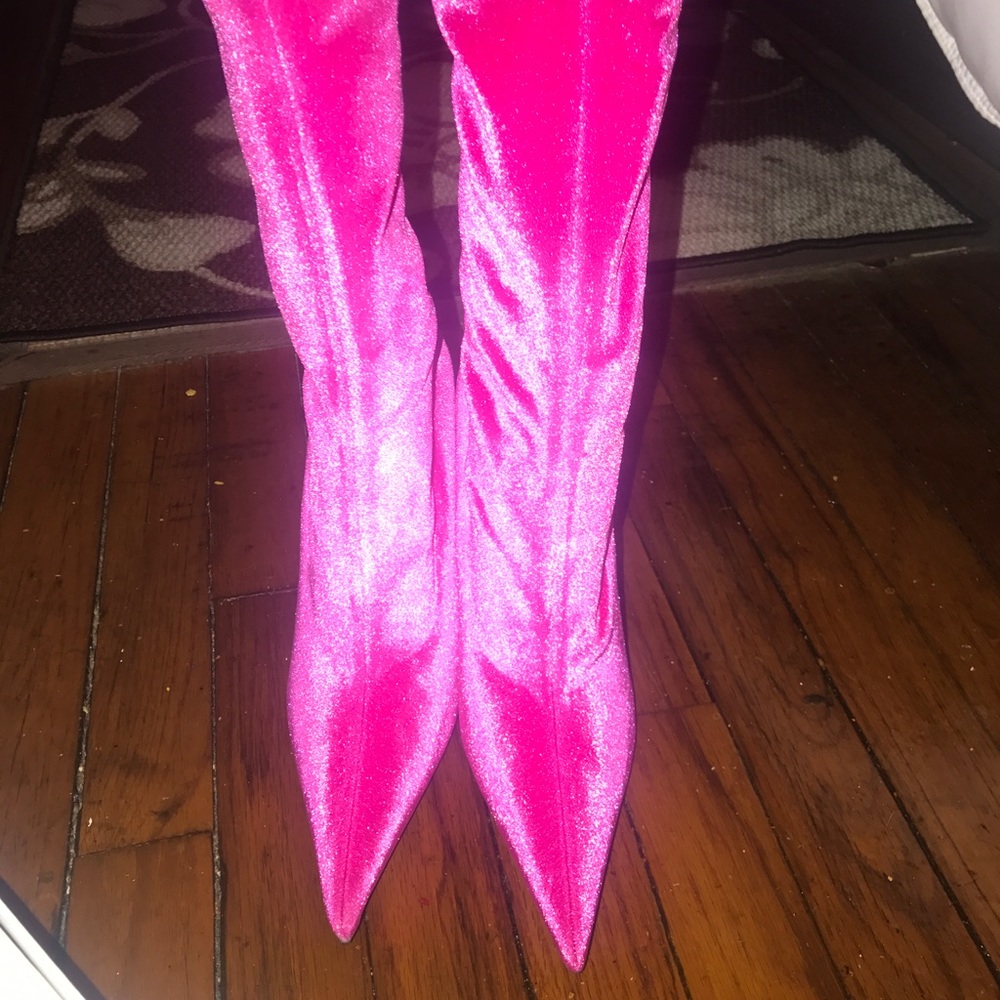 Balenciaga ankle fuschia boot